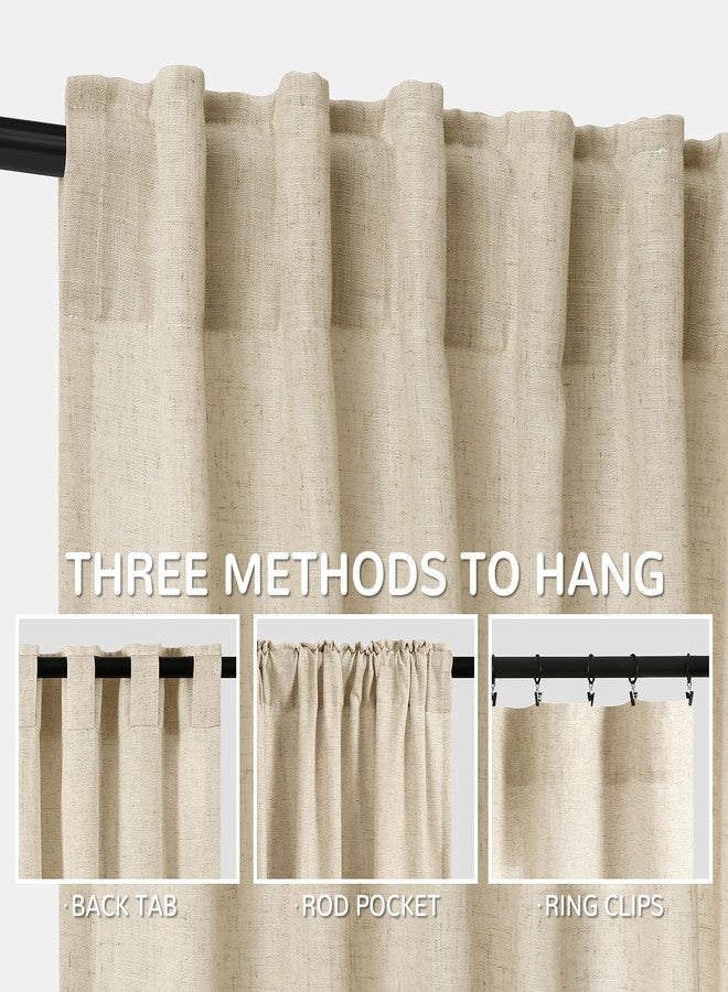 SPWIY Neutral Linen Curtains 132 Inches Long for High Living Room Back Tab Rod Pocket Custom Made High Ceiling 2 Story Drapes Semi Sheer Beige Earth Tone Decor Drapes 132 Inch Length 11 FT 1 Panel - Image 3